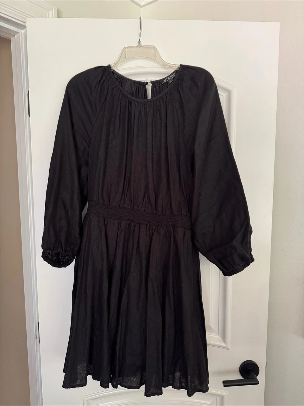 J. Crew Black Long Sleeve 100% linen Dress